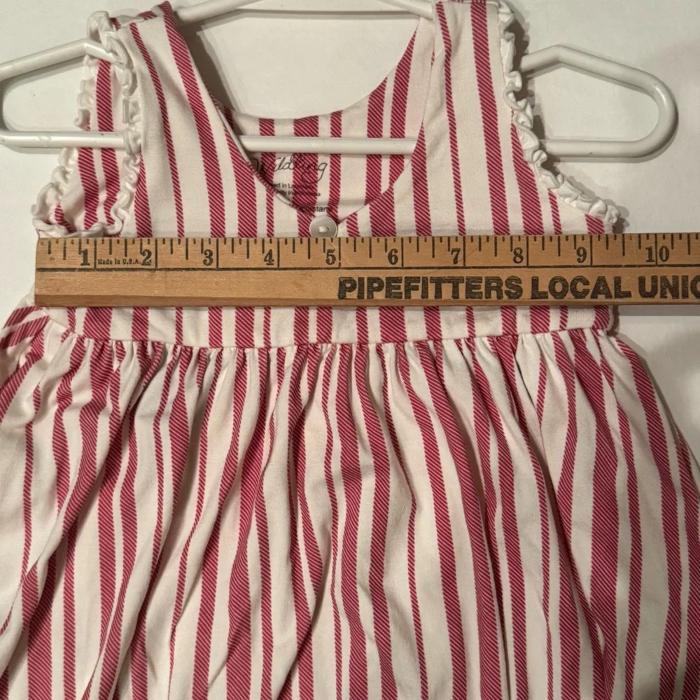 WILDLING 2T* -3T Girls Peppermint Striped Maxi Lounge Dress Red & White w Ruffle